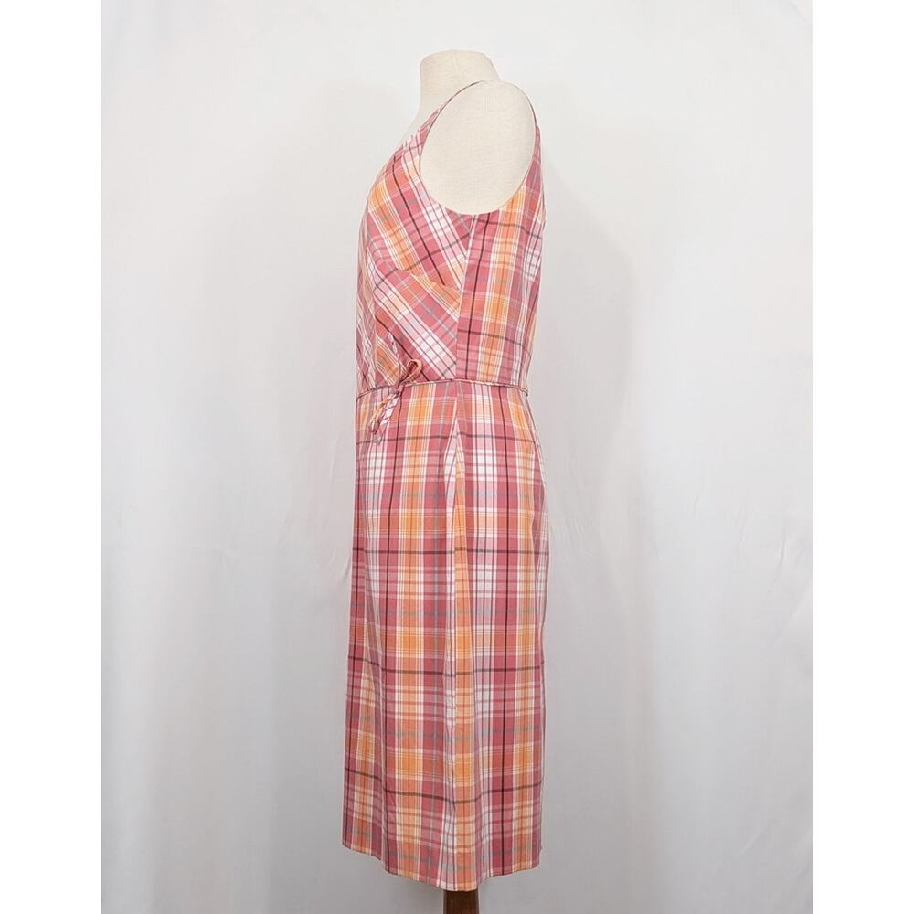 Vintage 90s Y2K Dress Pink Plaid Sundress Cotton Blend Women's Size 12 New - Picture 4 of 7